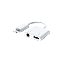 Заредете изображение във визуализатора на галерията – Remax adapter apple lightning 8-pin към lightning 8-pin + aux jack 3,5mm ( hf + charging ) concise rl-la07 white - TopMag
