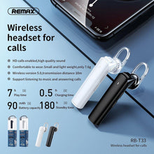 Заредете изображение във визуализатора на галерията – Remax bluetooth earphone rb-t33 black - само за 33.4 лв
