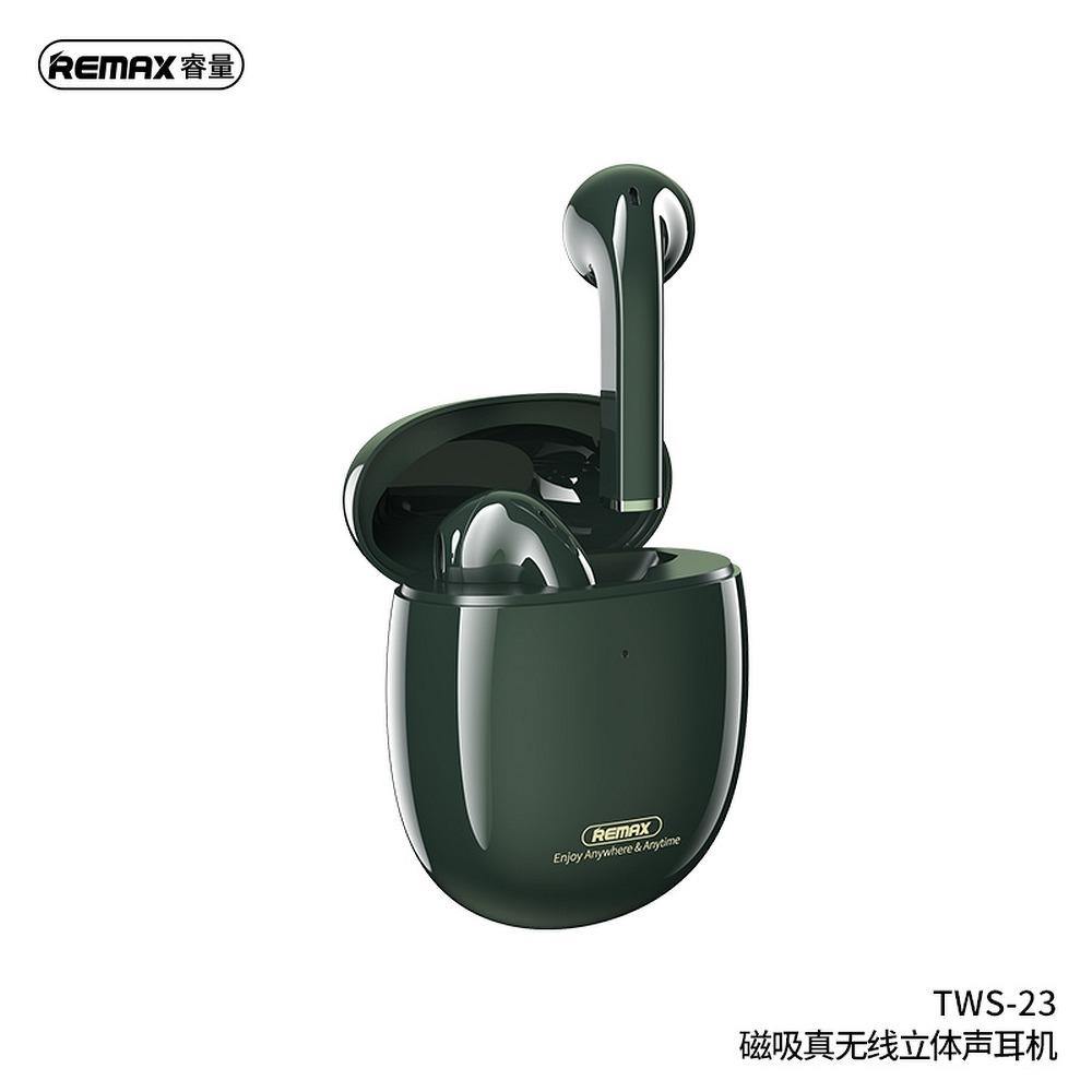 Remax bluetooth earphones tws-23 with power bank green - TopMag