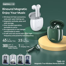 Заредете изображение във визуализатора на галерията – Remax bluetooth earphones tws-23 with power bank green - TopMag
