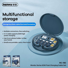 Заредете изображение във визуализатора на галерията – Remax cable set usb for iphone lightning 8-pin / typ c + typ c for typ c / iphone lightning 8-pin / micro wanbo 60w rc-190 blue - TopMag
