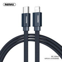 Заредете изображение във визуализатора на галерията – Remax cable typ c for iphone lightning 8-pin kerola power delivery fast charging rc-094cl 1 meter black - само за 12 лв

