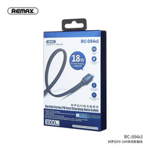 Заредете изображение във визуализатора на галерията – Remax cable typ c for iphone lightning 8-pin kerola power delivery fast charging rc-094cl 1 meter black - само за 12 лв
