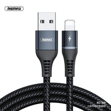 Заредете изображение във визуализатора на галерията – Remax cable usb for iphone lightning 8-pin colorful light 2,4a rc-152i 1 meter black - TopMag
