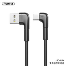 Заредете изображение във визуализатора на галерията – Remax cable usb - type c tenky 2,1a rc-014a 90 degree black - TopMag
