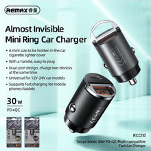 Заредете изображение във визуализатора на галерията – Remax car charger type c + usb quick charger 30w 4.8a rcc110 mini black - TopMag
