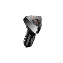 Заредете изображение във визуализатора на галерията – Remax car charger type c + usb quick charger pd45w 5a fast charger rcc232 black - TopMag
