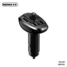 Заредете изображение във визуализатора на галерията – Remax transmiter bluetooth fm + car charger 2xusb 3a with lcd + aux + tf card rcc109 black - TopMag
