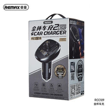 Заредете изображение във визуализатора на галерията – Remax transmiter bluetooth fm + car charger 2xusb 3a with lcd + aux + tf card rcc109 black - TopMag
