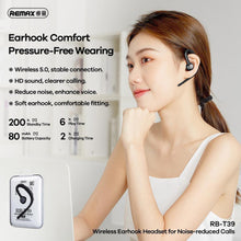 Заредете изображение във визуализатора на галерията – Remax wireless earhook headset for noise-reduced calls rb-t39 black - TopMag
