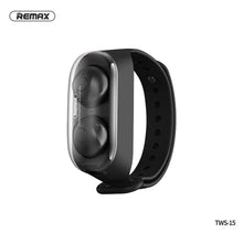 Заредете изображение във визуализатора на галерията – Remax wireless stereo earbuds tws-15 with docking station in smartband black - TopMag
