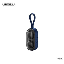 Заредете изображение във визуализатора на галерията – Remax wireless stereo earbuds tws-15 with docking station in smartband blue - TopMag
