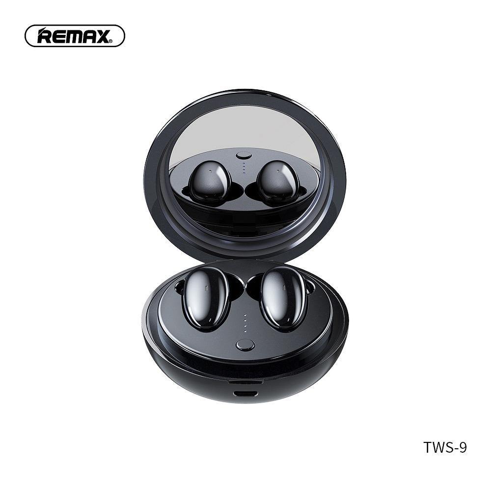 Remax wireless stereo earbuds tws-9 with docking station and mirror black - TopMag