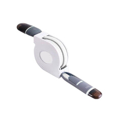 Кабел 2в1 Lightning и micro usb (прибиращ се, 1 м.) бял