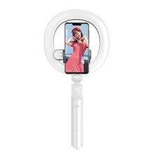 Заредете изображение във визуализатора на галерията – Selfie stick led ring tripod + remote control white sstr-18 - TopMag
