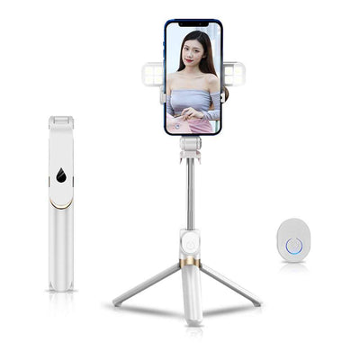 Selfie stick led ring tripod + remote control white sstr-20 - TopMag