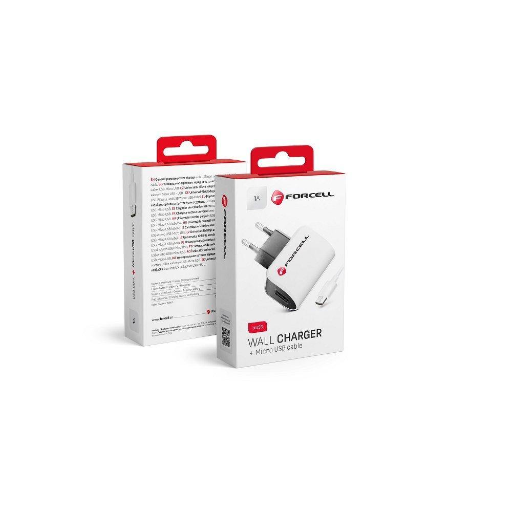 Travel charger micro usb universal 1a + кабел forcell - TopMag