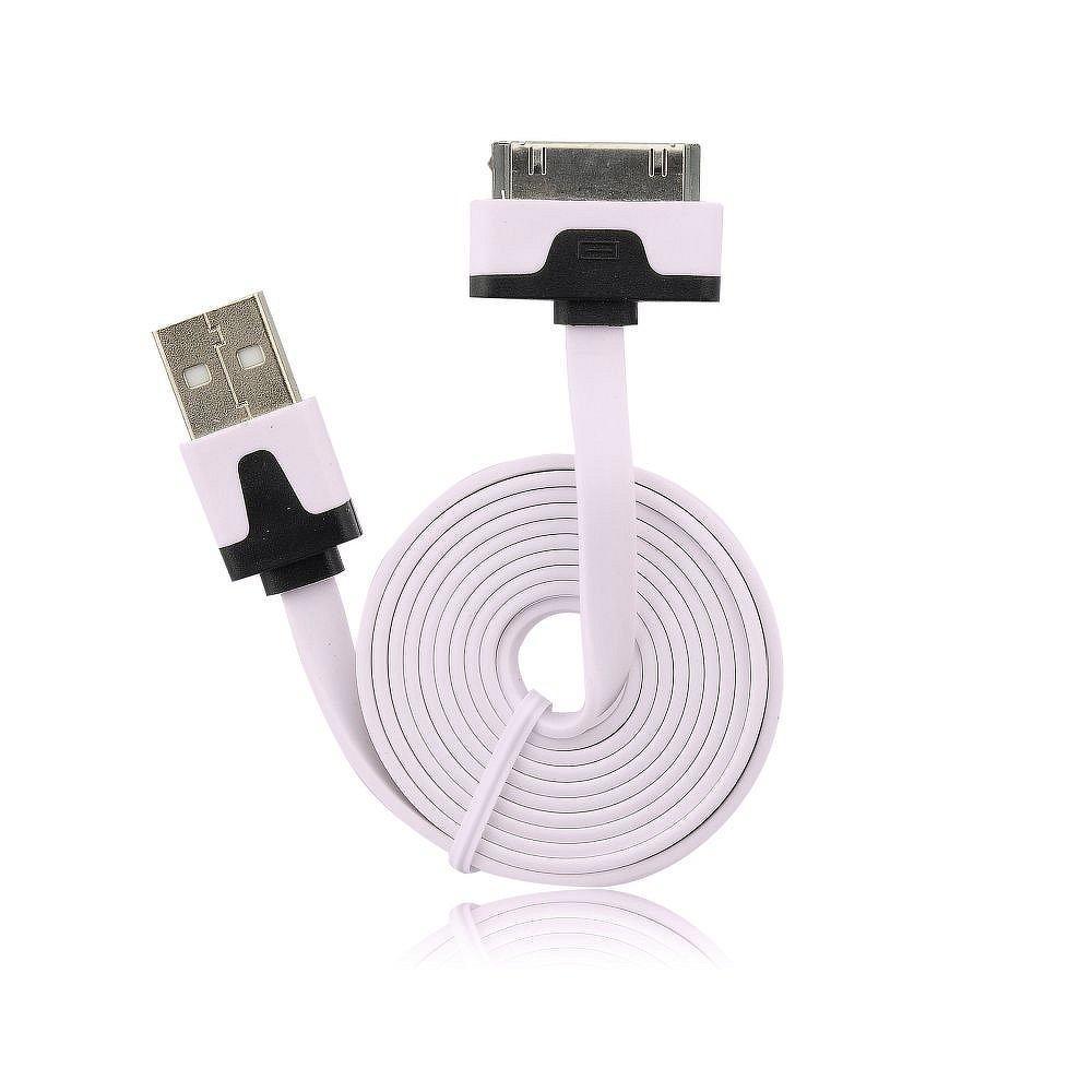 Usb плосък кабел - iPhone 3g/3gs/4g light розов - само за 4.99 лв