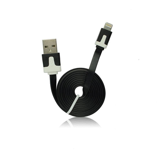 Usb плосък кабел - iPhone 5/5c/5s/6/6 plus/7/7 plus/ ipad mini черен - само за 13.7 лв