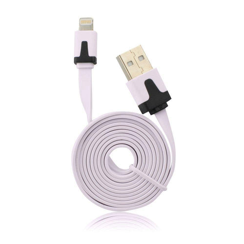 Usb плосък кабел - iPhone 5/5c/5s/6/6 plus/7/7 plus/ ipad mini light розов - само за 13.5 лв