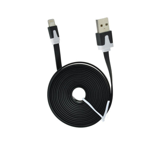 Usb плосък кабел - iPhone 5/5c/5s/6/6 plus/ipad mini - черен - 2m - само за 13.9 лв