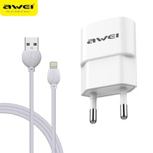 Заредете изображение във визуализатора на галерията – Wall charger awei c832 2.1a + iPhone кабел white - само за 19 лв
