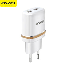 Заредете изображение във визуализатора на галерията – Wall charger awei c930 2xusb gold - само за 18.9 лв
